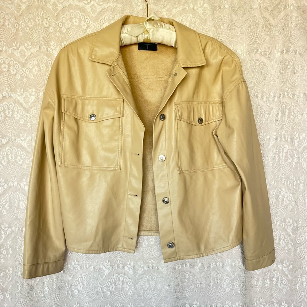 NWOT Tahari Tan Faux Leather Jacket size M